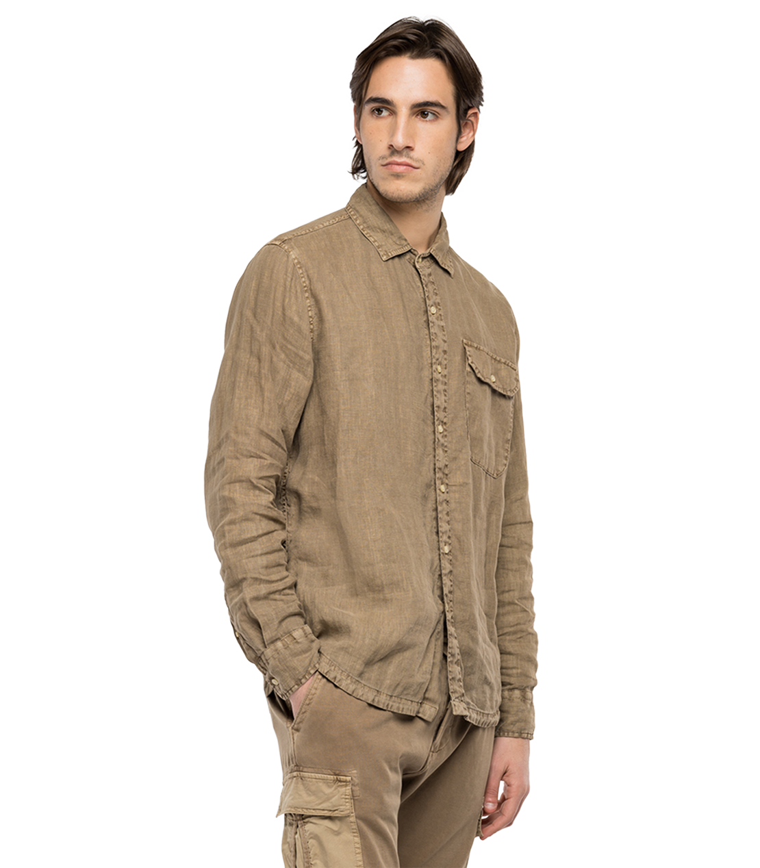 ガーメントダイ リネン ロングスリーブシャツ 詳細画像 シガーブラウン 3